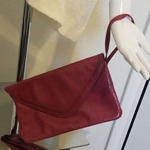 Maroon faux leather clutch/wrislet, GUC